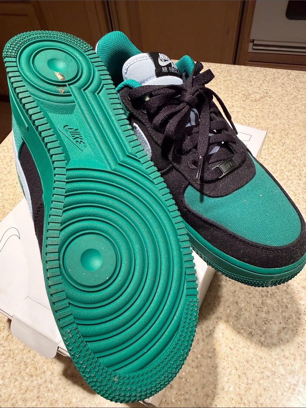 Nike Air Force 1 Fabric Low Top Sneakers - Teal & Black size US 9 - Picture 5 of 5